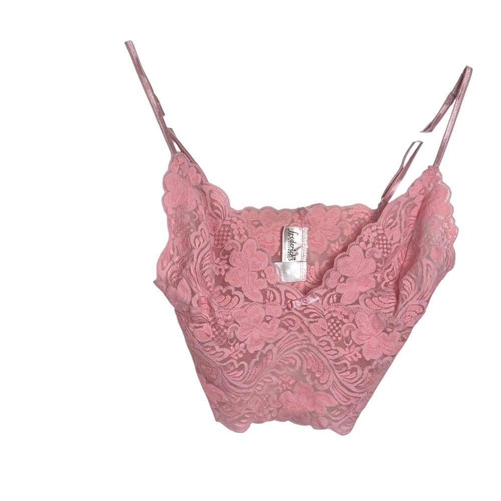 Fredericks of Hollywood Pink Floral Lace Bralette Adjustable Straps Womens M